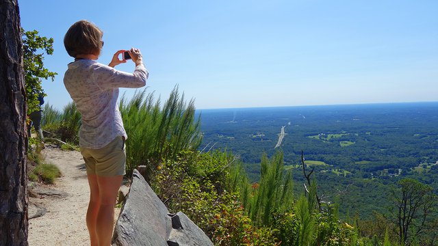 Jomeokee Trail hiking at Pilot Mountain State Park Yadkin Valley NC