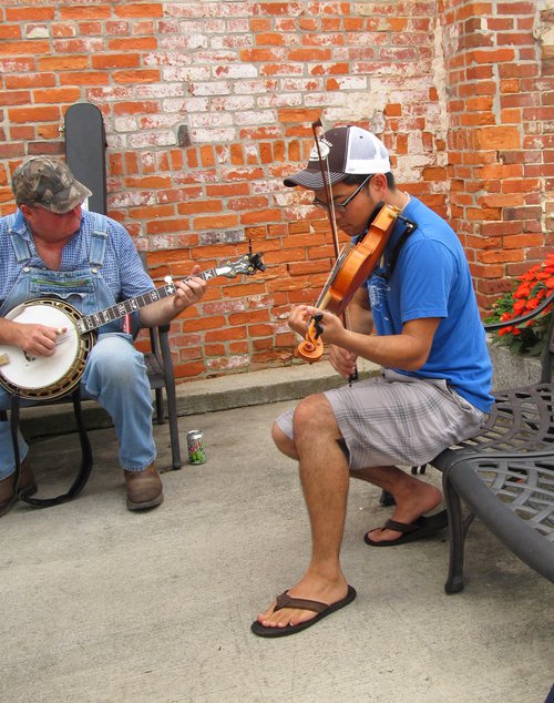 Old Time Music Jam on Main Street Mount Airy NC