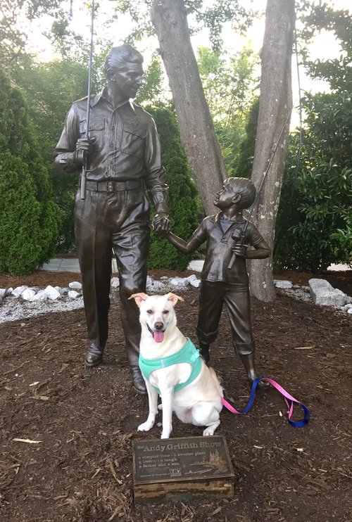 Pet-Friendly Mayberry statue of Andy Griffith and Opie.jpg