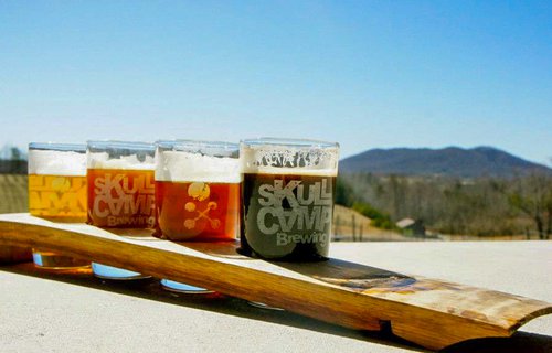 Skull Camp beers at Round Peak Vineyards.jpg