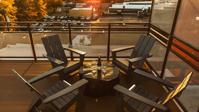 Three Trails Hotel rooftop patio Elkin NC