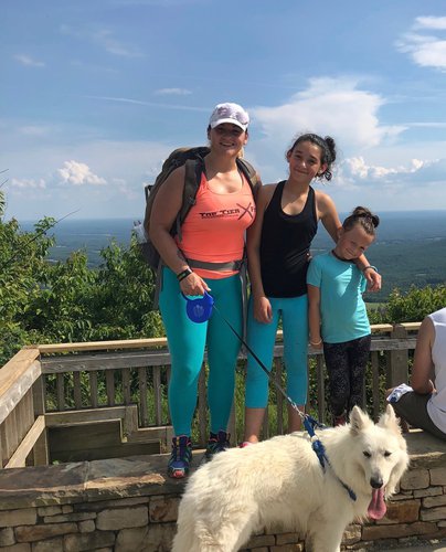 Hiking with dog at Pilot Mountain State Park, Yadkin Valley, NC